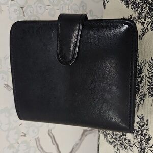 VINTAGE COACH Black Leather Wallet Organizer - Classic Fold with KISS LOCK